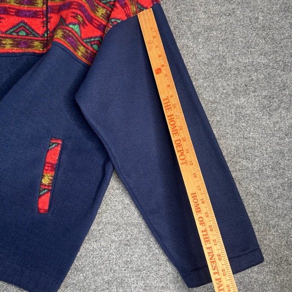 Vintage Sakai Fleece Jacket Full Zip Mens Size Xl Blue Aztec Pockets - Picture 8 of 8